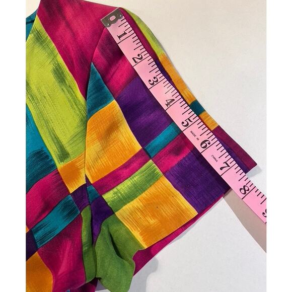 Vintage 80s 90s Abstract Bias Cut Mini Skater Dress Size S Cosplay Retro Unique - Picture 8 of 10